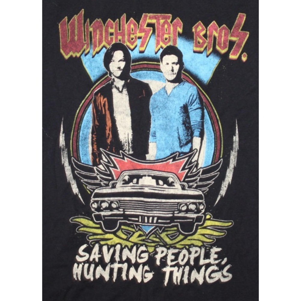 Supernatural Winchester Bros Saving People Hunting Things T-Shirt Mens S Black